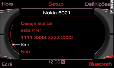 Indicação do PIN para introdução no telefone móvel